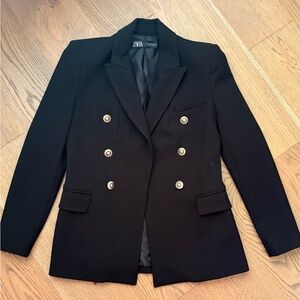 Zara Women's Double-Breasted Black Blazer